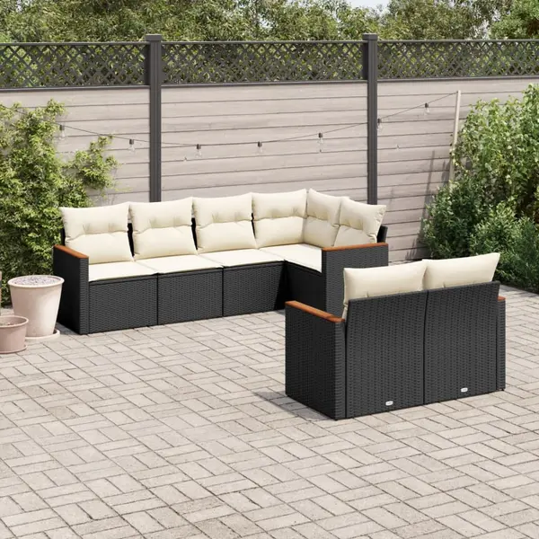 Gossi set canapele de gradina cu perne, 7 piese, negru, poliratan
