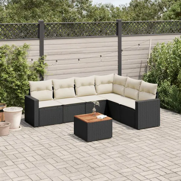 Gossi set canapele de gradina cu perne, 7 piese, negru, poliratan