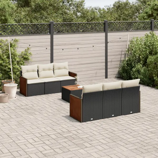 Gossi set canapele de gradina cu perne, 7 piese, negru, poliratan
