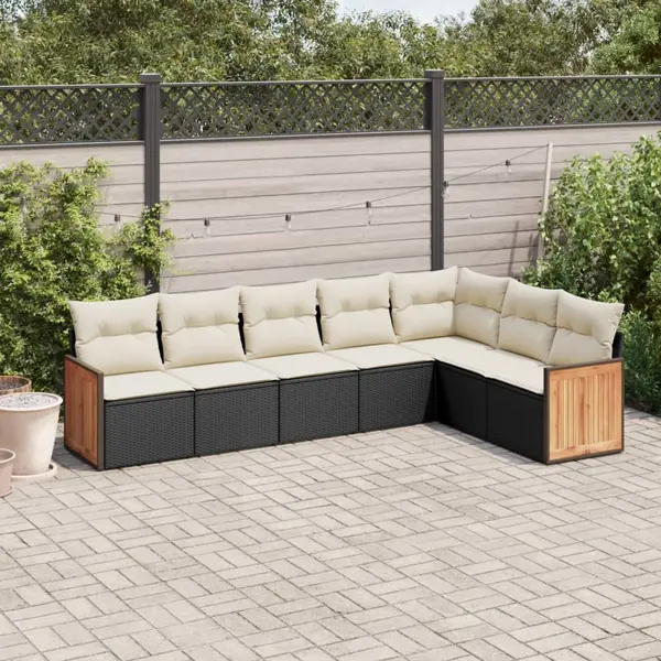 Gossi set canapele de gradina cu perne, 7 piese, negru, poliratan