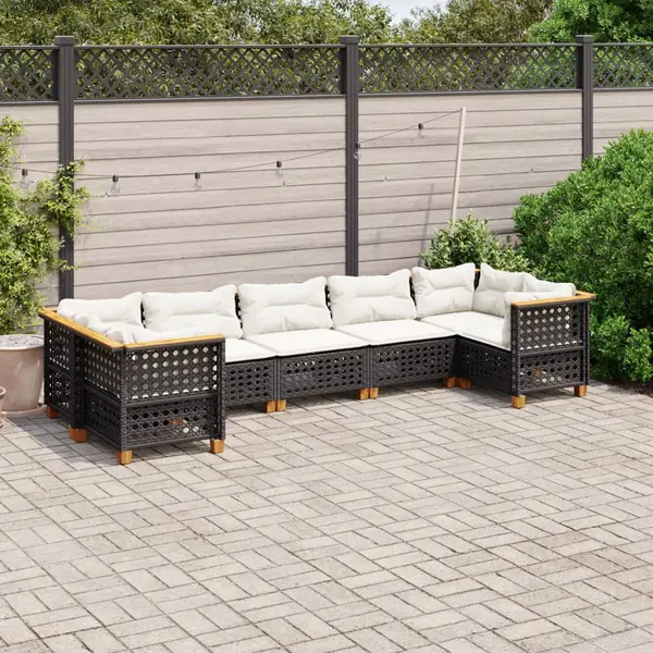 Gossi set canapele de gradina cu perne, 7 piese, negru, poliratan
