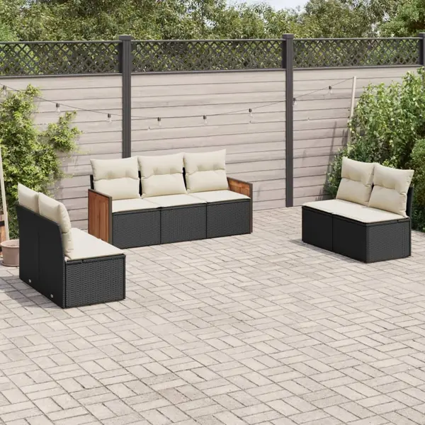 Gossi set canapele de gradina cu perne, 7 piese, negru, poliratan