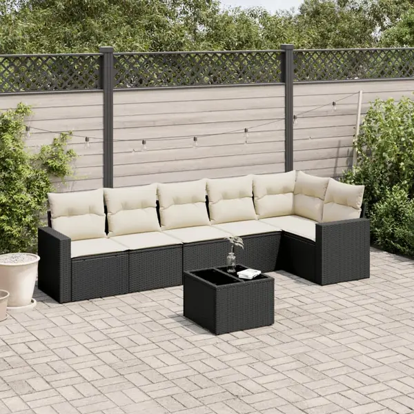 Gossi set canapele de gradina cu perne, 7 piese, negru, poliratan