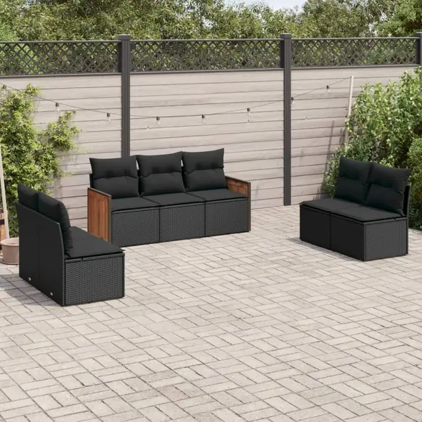 Gossi set canapele de gradina cu perne, 7 piese, negru, poliratan