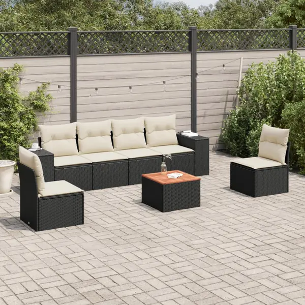 Gossi set canapele de gradina cu perne, 7 piese, negru, poliratan