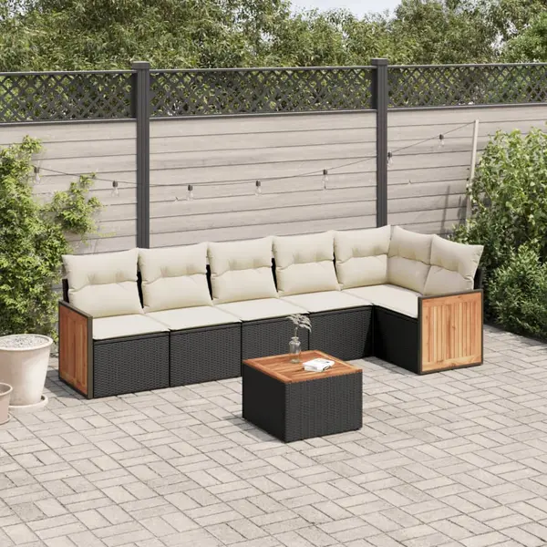 Gossi set canapele de gradina cu perne, 7 piese, negru, poliratan