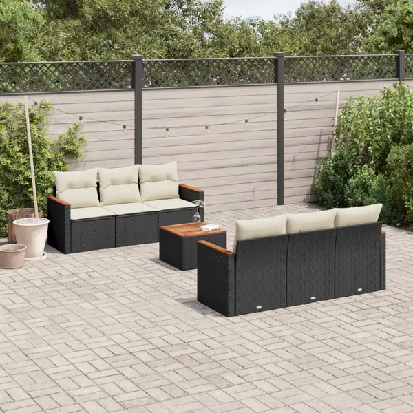 Gossi set canapele de gradina cu perne, 7 piese, negru, poliratan