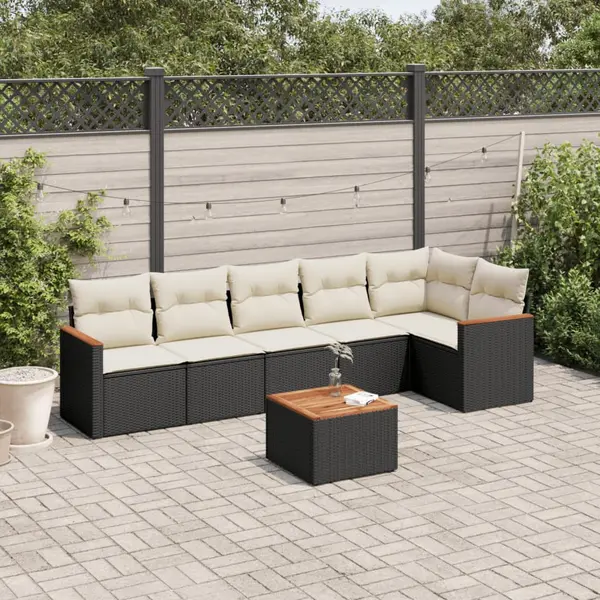Gossi set canapele de gradina cu perne, 7 piese, negru, poliratan