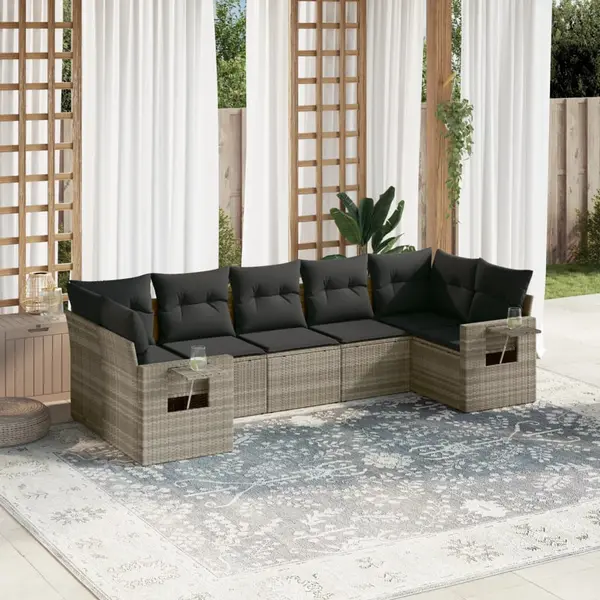 Gossi set canapele de gradina cu perne, 7piese gri deschis poliratan