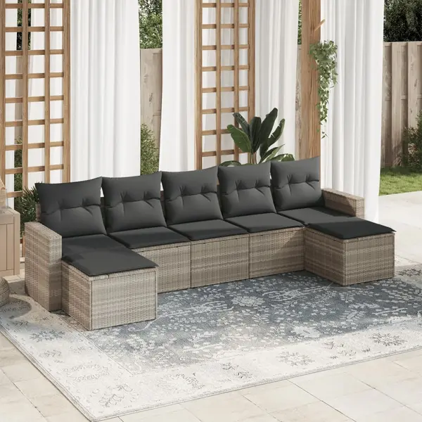 Gossi set canapele de gradina cu perne, 7piese gri deschis poliratan