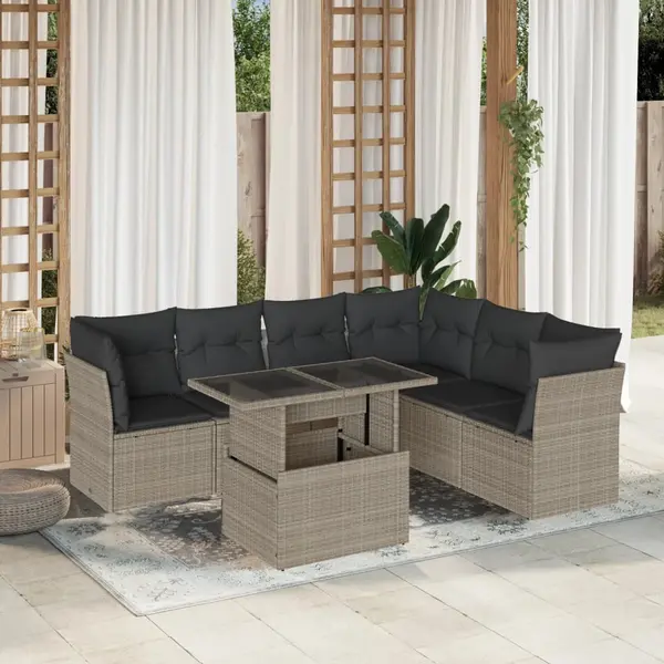 Gossi set canapele de gradina cu perne, 7piese gri deschis poliratan
