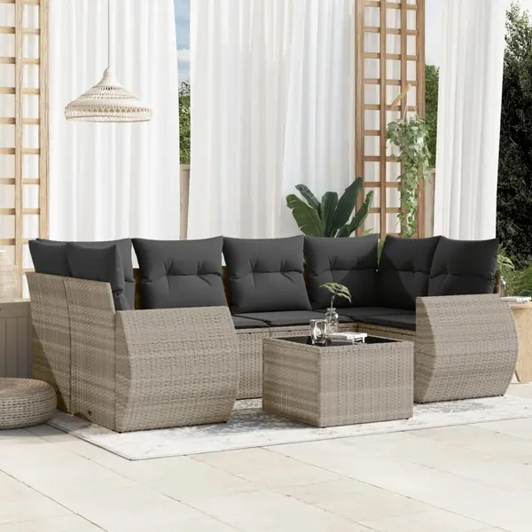 Gossi set canapele de gradina cu perne, 7piese gri deschis poliratan