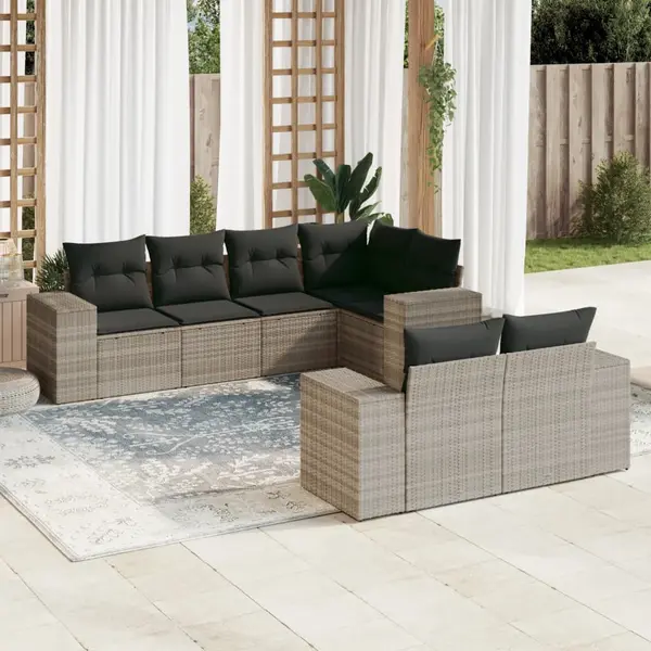 Gossi set canapele de gradina cu perne, 7piese gri deschis poliratan