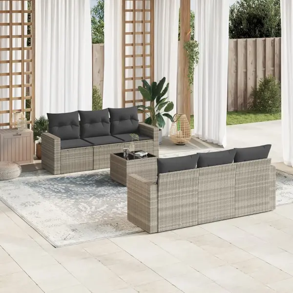 Gossi set canapele de gradina cu perne, 7piese gri deschis poliratan