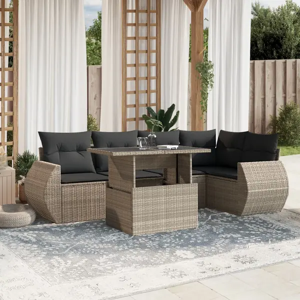 Gossi set canapele de gradina cu perne, 7piese gri deschis poliratan