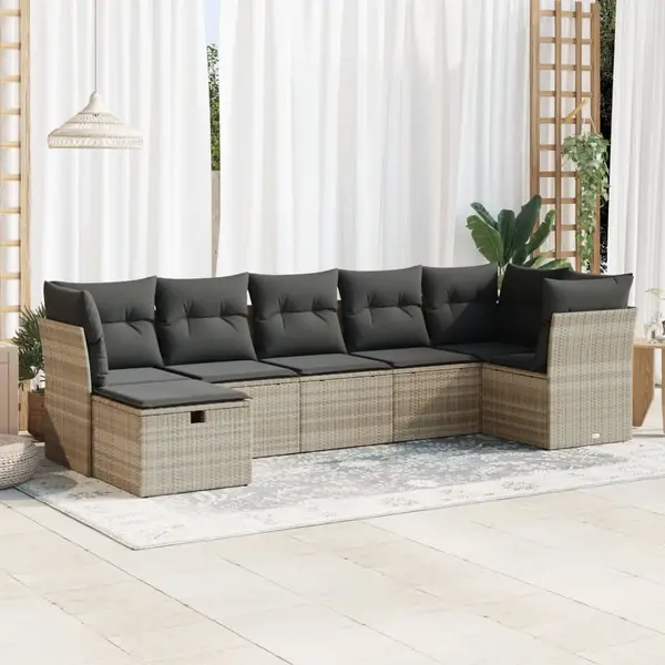 Gossi set canapele de gradina cu perne, 7piese gri deschis poliratan