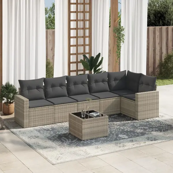 Gossi set canapele de gradina cu perne, 7piese gri deschis poliratan