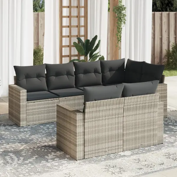 Gossi set canapele de gradina cu perne, 7piese gri deschis poliratan