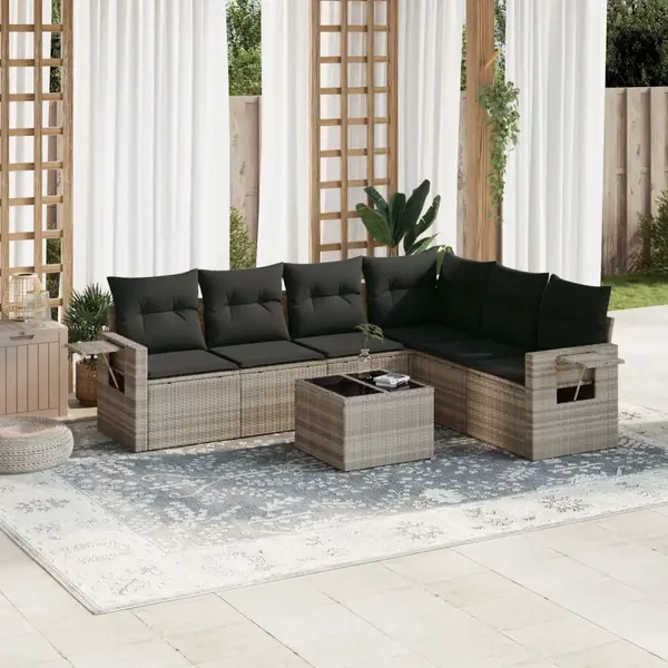 Gossi set canapele de gradina cu perne, 7piese gri deschis poliratan