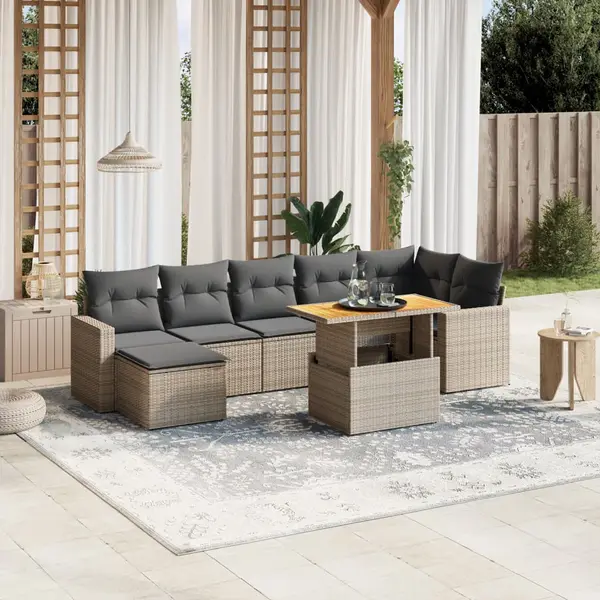 Gossi set canapele de gradina cu perne, 8 piese, gri, poliratan