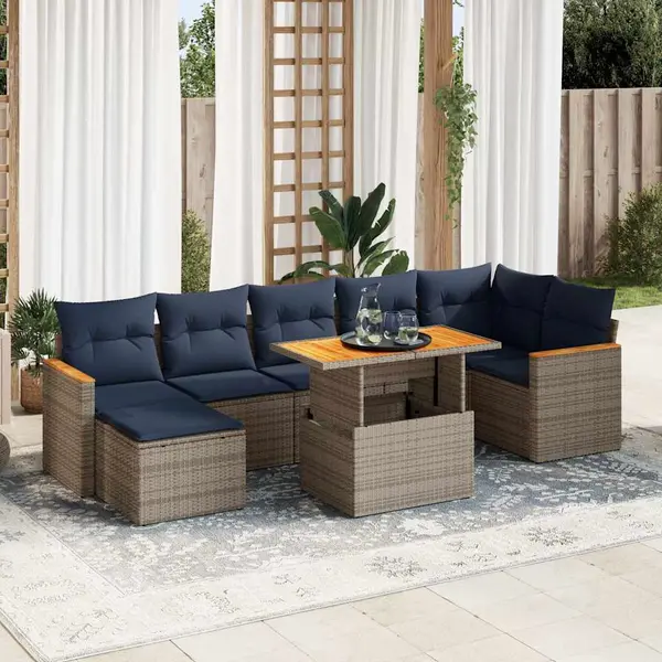 Gossi set canapele de gradina cu perne, 8 piese, gri, poliratan