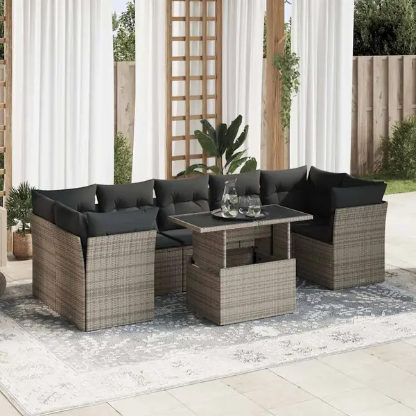Gossi set canapele de gradina cu perne, 8 piese, gri, poliratan