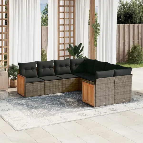 Gossi set canapele de gradina cu perne, 8 piese, gri, poliratan