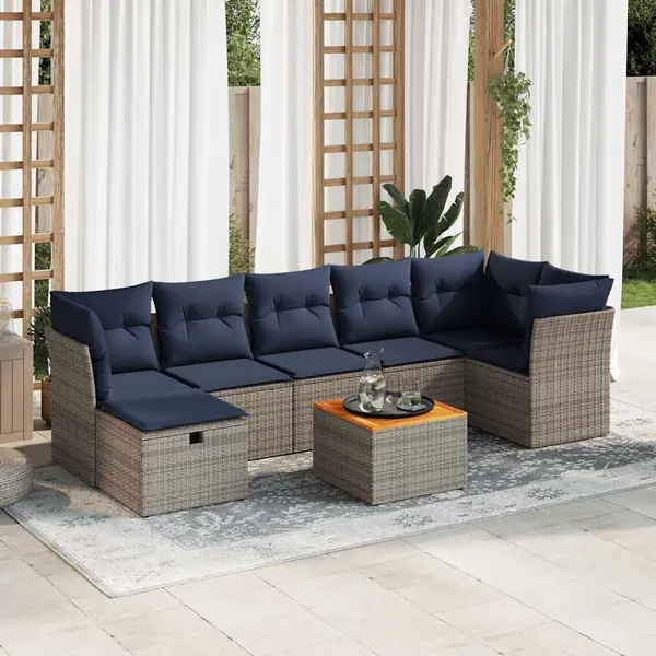 Gossi set canapele de gradina cu perne, 8 piese, gri, poliratan