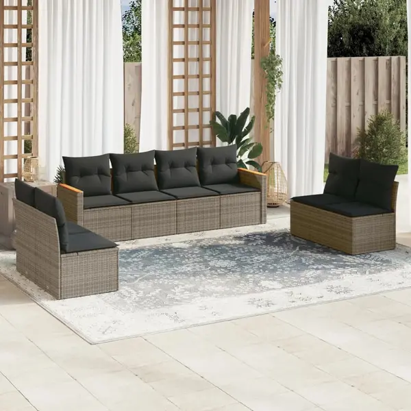 Gossi set canapele de gradina cu perne, 8 piese, gri, poliratan