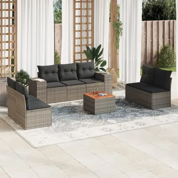 Gossi set canapele de gradina cu perne, 8 piese, gri, poliratan