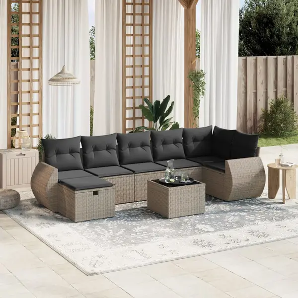 Gossi set canapele de gradina cu perne, 8 piese, gri, poliratan