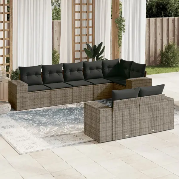 Gossi set canapele de gradina cu perne, 8 piese, gri, poliratan