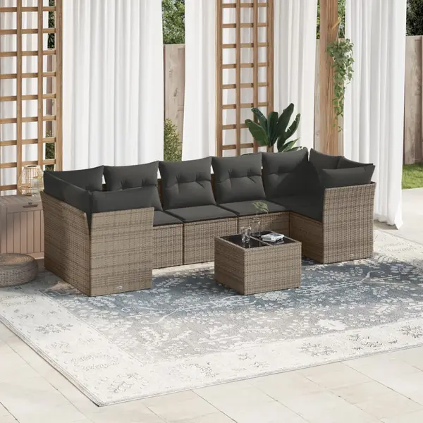 Gossi set canapele de gradina cu perne, 8 piese, gri, poliratan