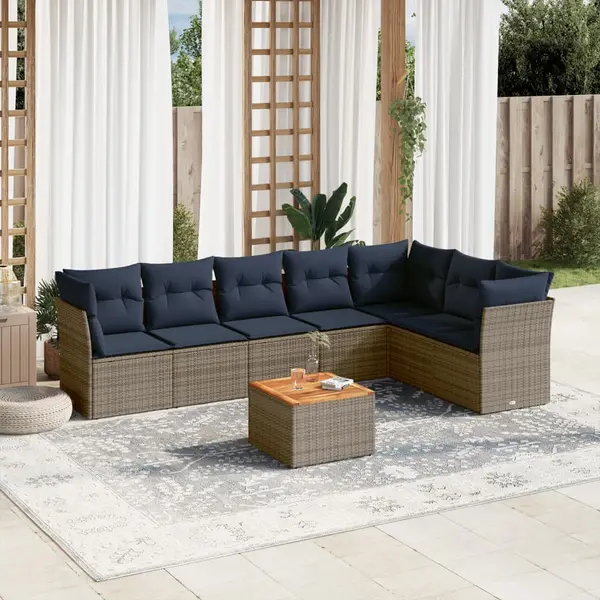 Gossi set canapele de gradina cu perne, 8 piese, gri, poliratan