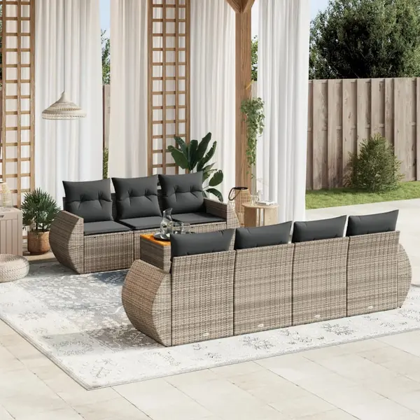 Gossi set canapele de gradina cu perne, 8 piese, gri, poliratan