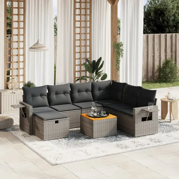 Gossi set canapele de gradina cu perne, 8 piese, gri, poliratan