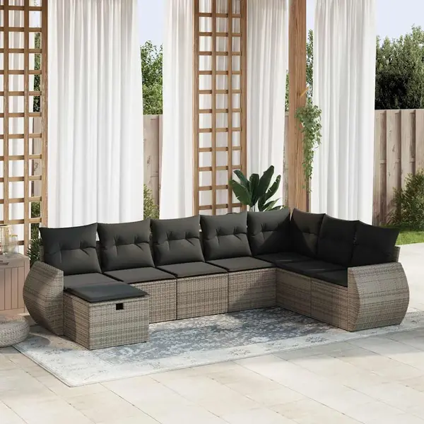 Gossi set canapele de gradina cu perne, 8 piese, gri, poliratan