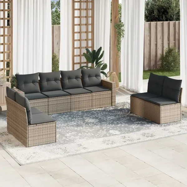 Gossi set canapele de gradina cu perne, 8 piese, gri, poliratan