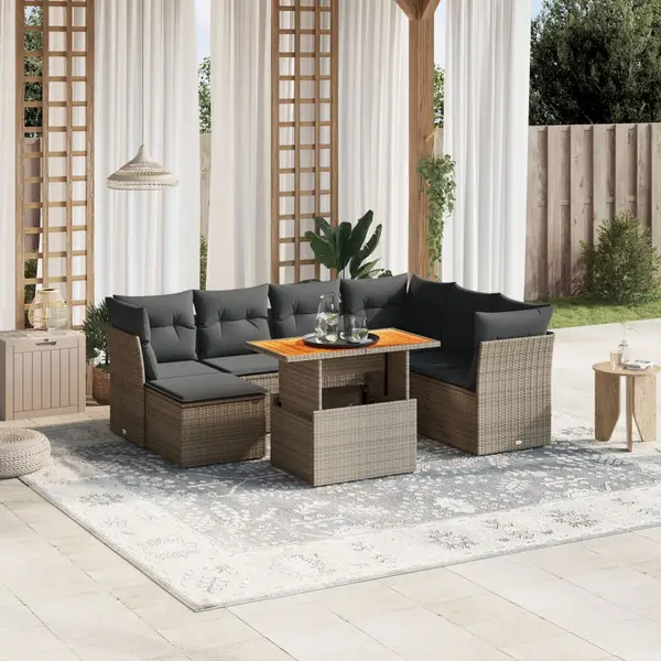Gossi set canapele de gradina cu perne, 8 piese, gri, poliratan