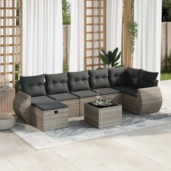 Gossi set canapele de gradina cu perne, 8 piese, gri, poliratan