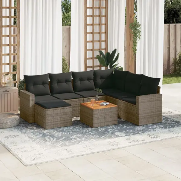 Gossi set canapele de gradina cu perne, 8 piese, gri, poliratan