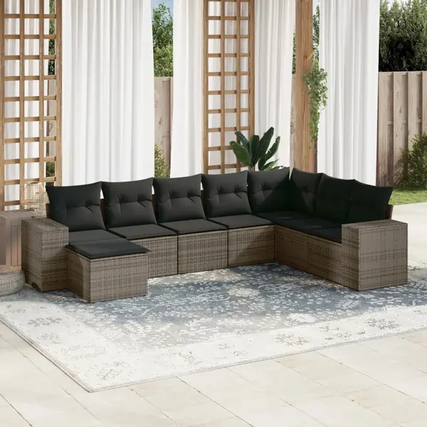Gossi set canapele de gradina cu perne, 8 piese, gri, poliratan