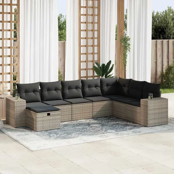 Gossi set canapele de gradina cu perne, 8 piese, gri, poliratan