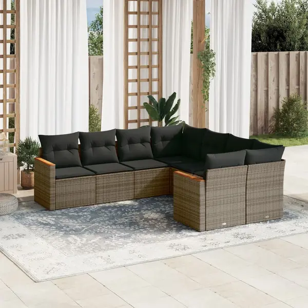 Gossi set canapele de gradina cu perne, 8 piese, gri, poliratan