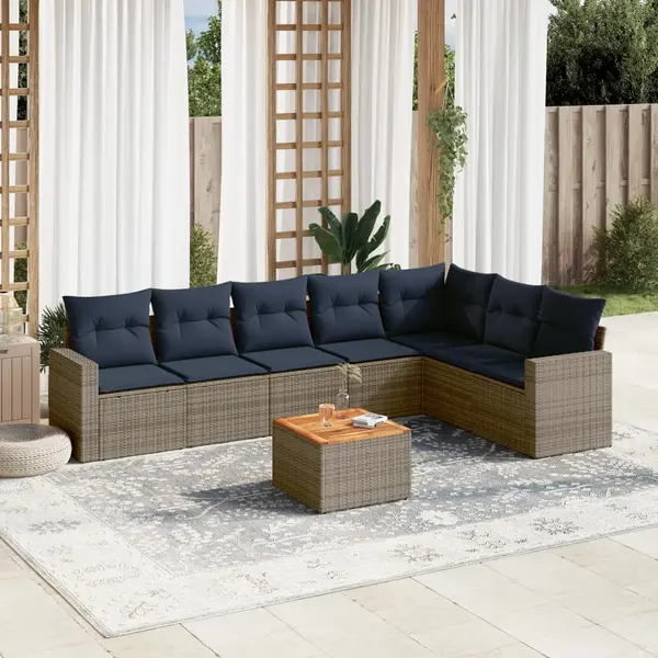 Gossi set canapele de gradina cu perne, 8 piese, gri, poliratan
