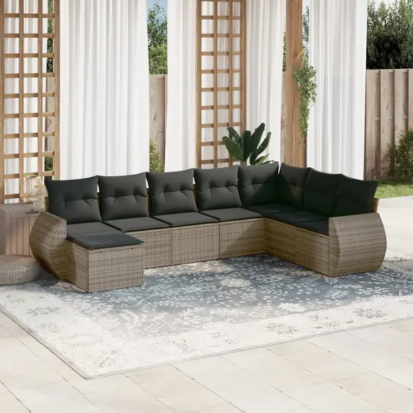 Gossi set canapele de gradina cu perne, 8 piese, gri, poliratan