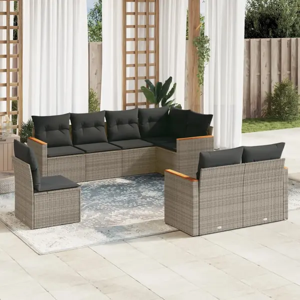 Gossi set canapele de gradina cu perne, 8 piese, gri, poliratan