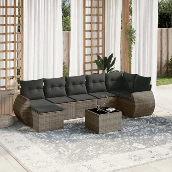 Gossi set canapele de gradina cu perne, 8 piese, gri, poliratan