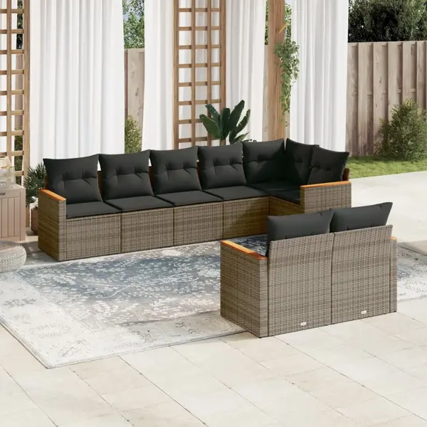 Gossi set canapele de gradina cu perne, 8 piese, gri, poliratan