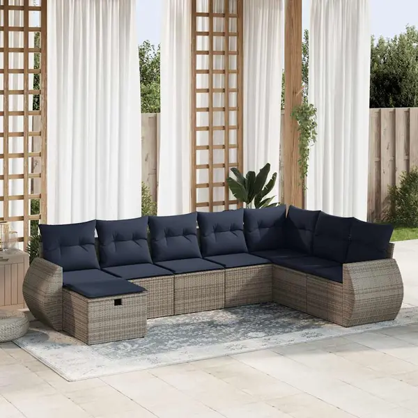 Gossi set canapele de gradina cu perne, 8 piese, gri, poliratan